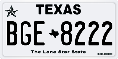 TX license plate BGE8222