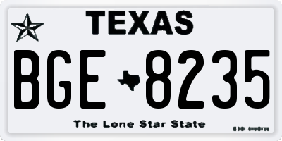 TX license plate BGE8235