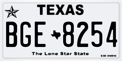 TX license plate BGE8254