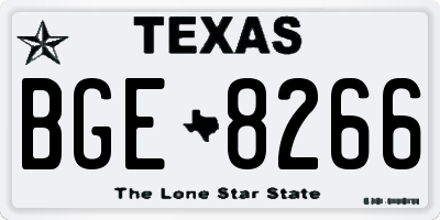 TX license plate BGE8266
