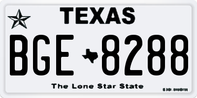 TX license plate BGE8288