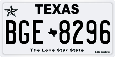 TX license plate BGE8296