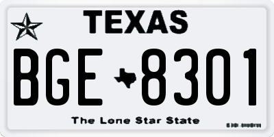 TX license plate BGE8301
