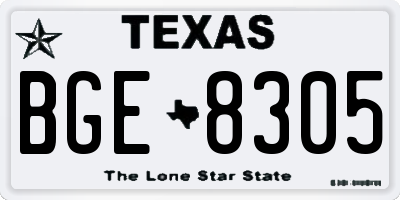 TX license plate BGE8305