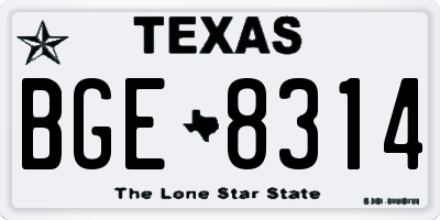 TX license plate BGE8314