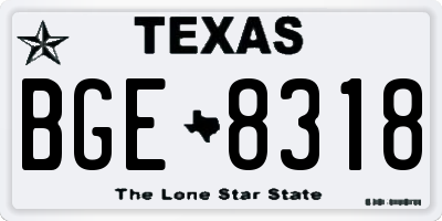 TX license plate BGE8318