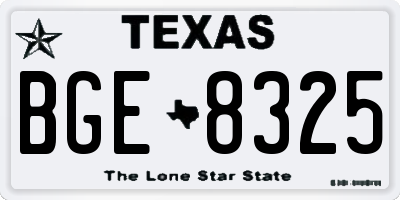 TX license plate BGE8325