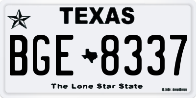 TX license plate BGE8337