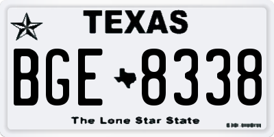 TX license plate BGE8338