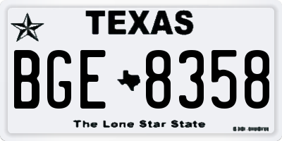 TX license plate BGE8358