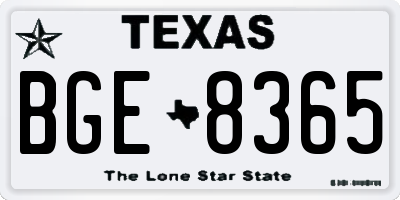 TX license plate BGE8365