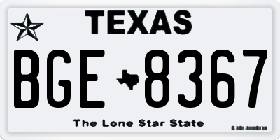 TX license plate BGE8367