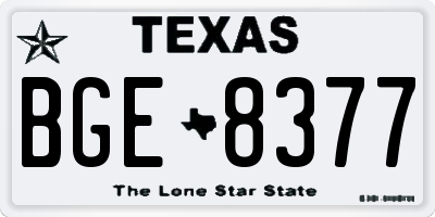 TX license plate BGE8377