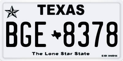 TX license plate BGE8378