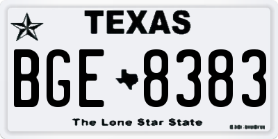 TX license plate BGE8383