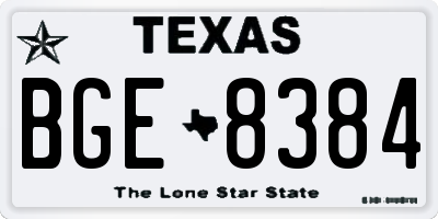 TX license plate BGE8384