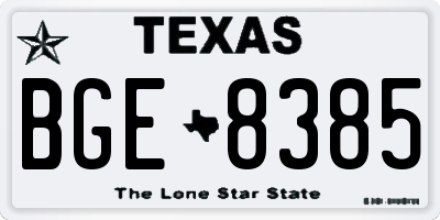 TX license plate BGE8385