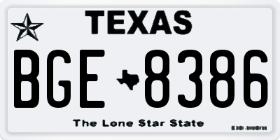 TX license plate BGE8386