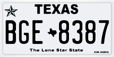TX license plate BGE8387