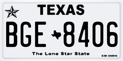 TX license plate BGE8406