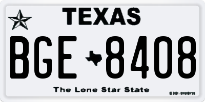 TX license plate BGE8408