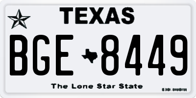 TX license plate BGE8449