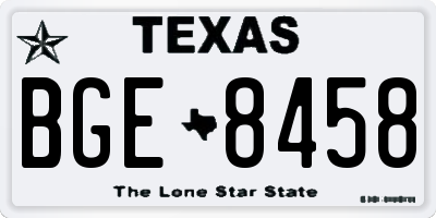 TX license plate BGE8458