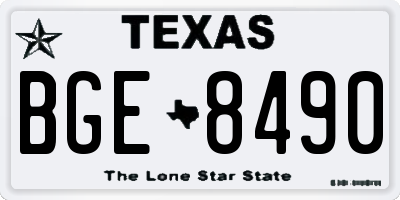 TX license plate BGE8490