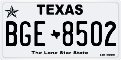 TX license plate BGE8502