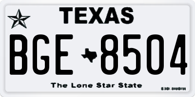 TX license plate BGE8504