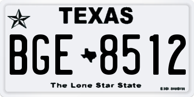 TX license plate BGE8512