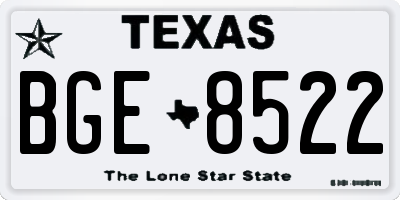 TX license plate BGE8522