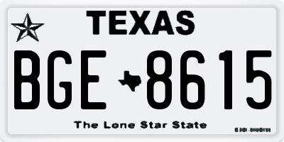 TX license plate BGE8615