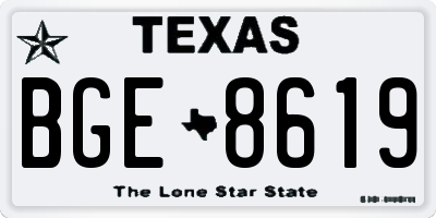 TX license plate BGE8619