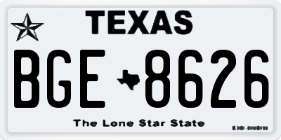 TX license plate BGE8626