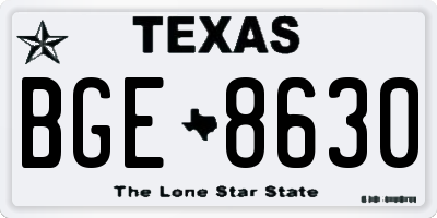 TX license plate BGE8630