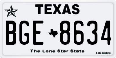 TX license plate BGE8634