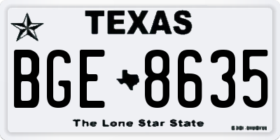 TX license plate BGE8635