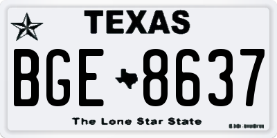 TX license plate BGE8637