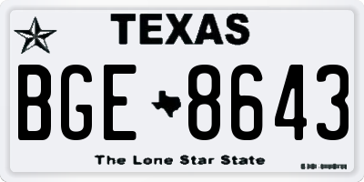 TX license plate BGE8643