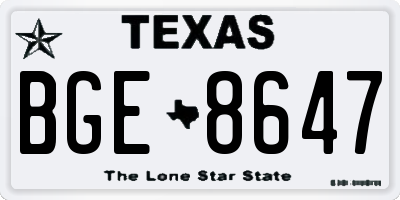 TX license plate BGE8647