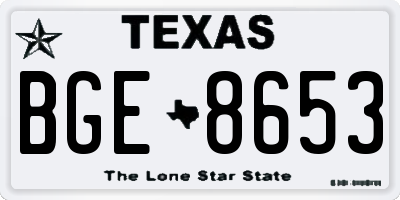 TX license plate BGE8653