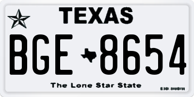 TX license plate BGE8654