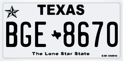TX license plate BGE8670
