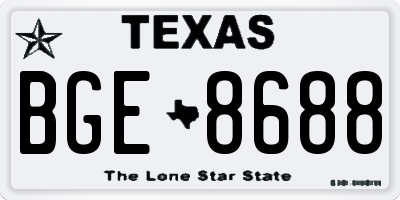TX license plate BGE8688
