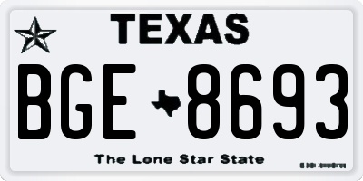 TX license plate BGE8693
