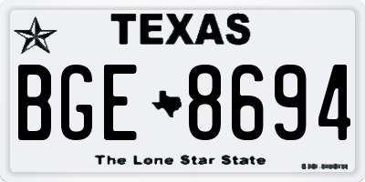 TX license plate BGE8694