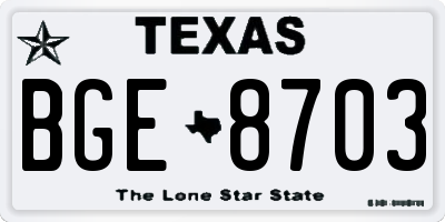 TX license plate BGE8703