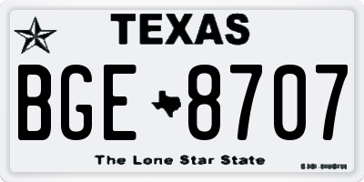TX license plate BGE8707