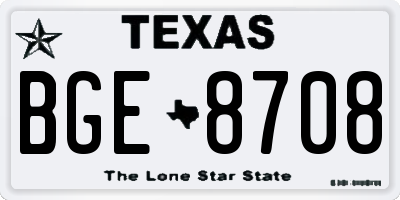 TX license plate BGE8708